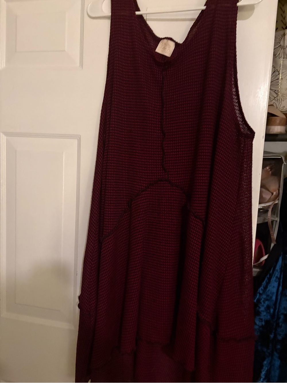 Sleeveless Wine Knit Tunic with A-Line Flare